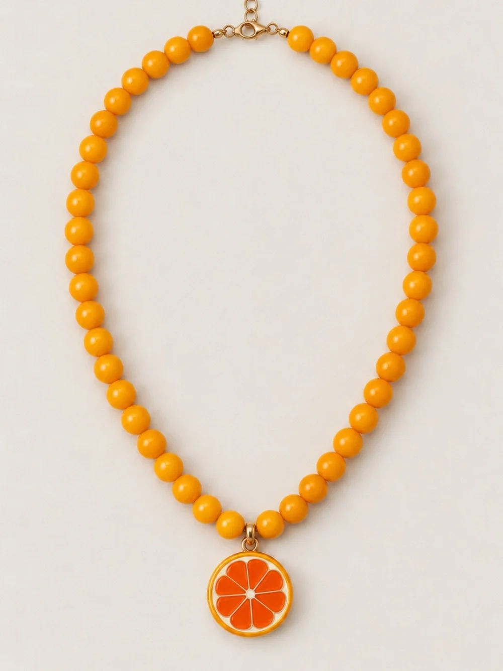 New! Orange Beaded Orange Slice Fruit Necklace NWOT